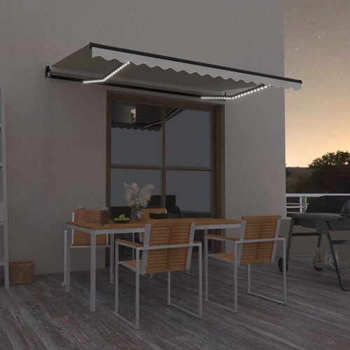 vidaXL Ročno zložljiva tenda z LED lučmi 450x350 cm krem Cene