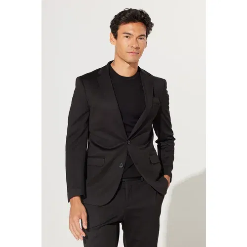Altinyildiz classics Men's Black Slim Fit Slim Fit Mono Collar Suit