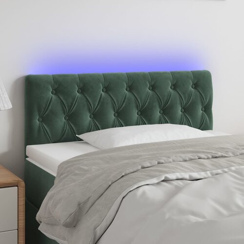 vidaXL LED posteljno vzglavje temno zeleno 90x7x78/88 cm žamet Cene