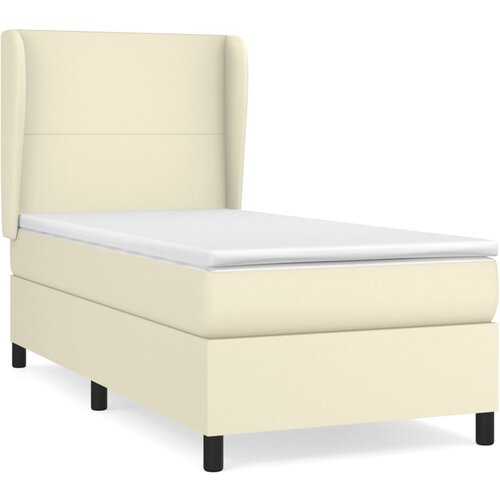 VidaXL Box spring postelja z vzmetnico krem 100x200 cm umetno usnje, (20930523) Slike