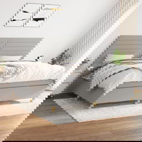 vidaXL Box spring postelja z vzmetnico svetlo siva 180x200 cm blago Cene