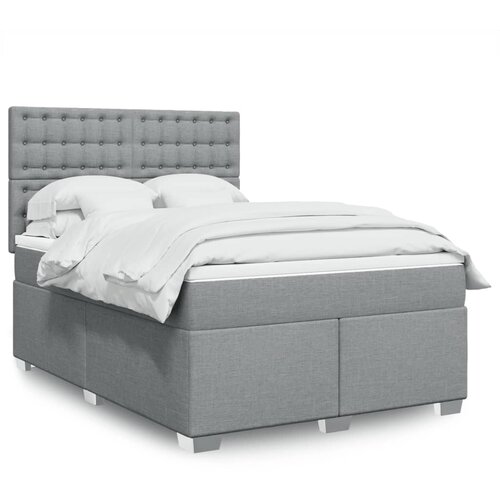 VidaXL Box spring postelja z vzmetnico svetlo siva 140x200 cm blago Slike