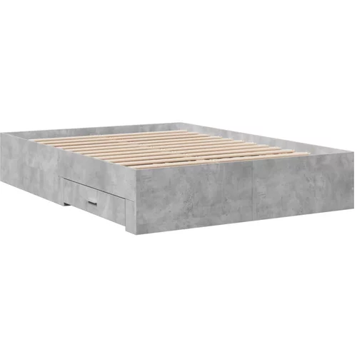 vidaXL Okvir kreveta s ladicama siva boja betona 120x190 cm drveni