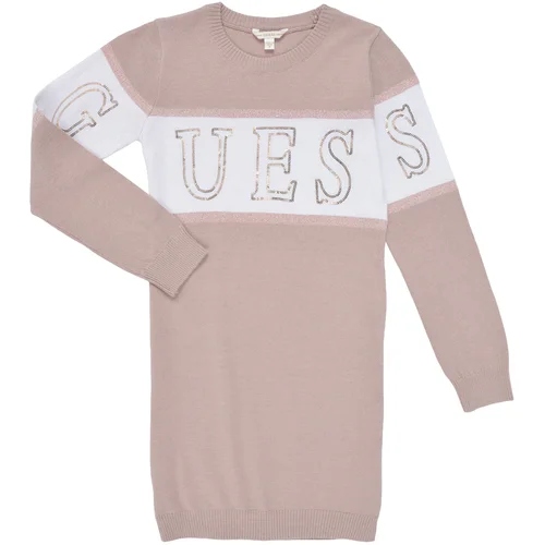 Guess Kratke obleke SWEATER DRESS Rožnata