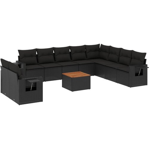  11-dijelni set vrtnih sofa od poliratana s jastucima crni Crna 65.5 x 62 x 69 cm Slike