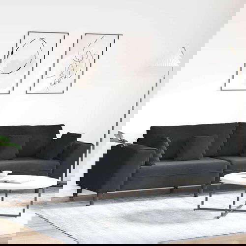 vidaXL Žametni kavč z blazino Črna 208 cm Žamet Cene