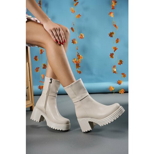 Riccon Glisieh Women's Boots 0012230 Beige Leather Slike