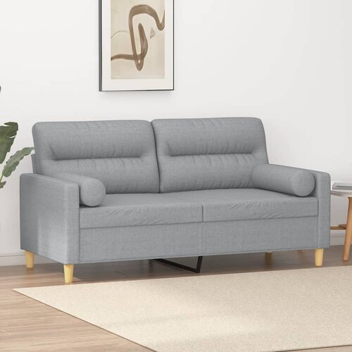 VidaXL Kavč dvosed z blazinami svetlo siv 140 cm blago Slike