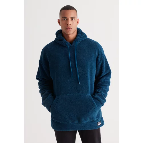 Altinyildiz classics Men's Oil Oversize Wide-Fit Hooded Sherpa Sweatshirt Fleece