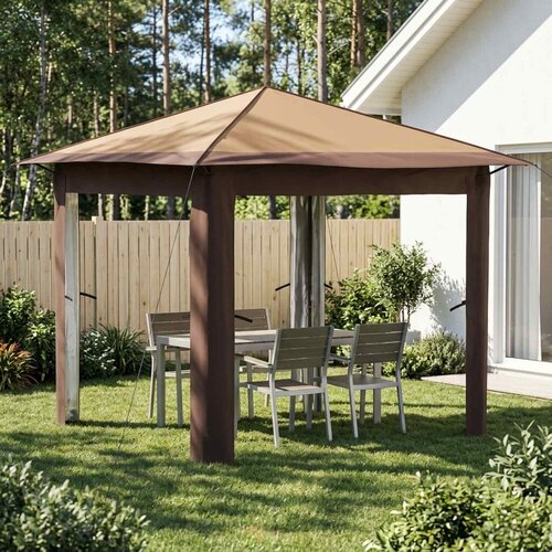 Gazebo bez bočne strane 2 6 x 2 6 m Bež i smeđa - Bež i smeđa Bez bočnog zida Cijene