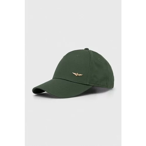 Aeronautica Militare Pamučna kapa sa šiltom boja: zelena, bez uzorka