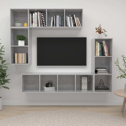 VidaXL Komplet TV omaric 4-delni betonsko siva iverna plo&amp;scaron;ča Slike