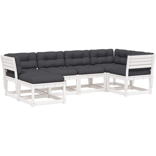  6-dijelni set vrtnih sofa s jastucima bijeli masivna borovina Bijela Slike