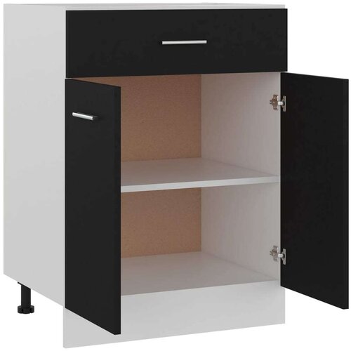 VidaXL Spodnja omarica s predalom črna 60x46x81,5 cm iverna plo&amp;scaron;ča, (20622959) Slike