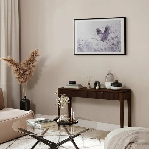  Plakat - Majestic Flight - crane in flight in a monochromatic cool color palette 60x40 Crni okvir s margom Slike
