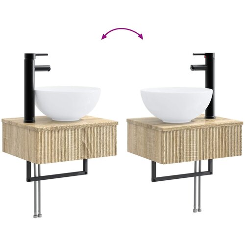  Set namje&amp;scaron;taja za kupaonicu 2 kom. Hrast sonoma Smeđa 33 x 34,5 x 100 cm Slike