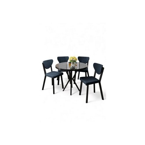 Hanah home Set trpezarijskog stola i stolica (5 delova) Agnes Black Marble Anthracite Cene