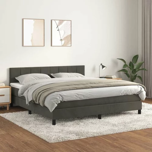  Box spring postelja z vzmetnico temno siva 160x200 cm žamet, (20902368)