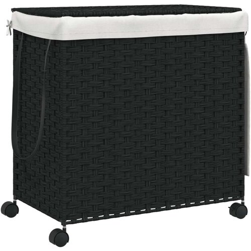VidaXL Ko&amp;scaron;ara za rublje s kotačima crna 60 x 35 x 60 5 cm od ratana Slike