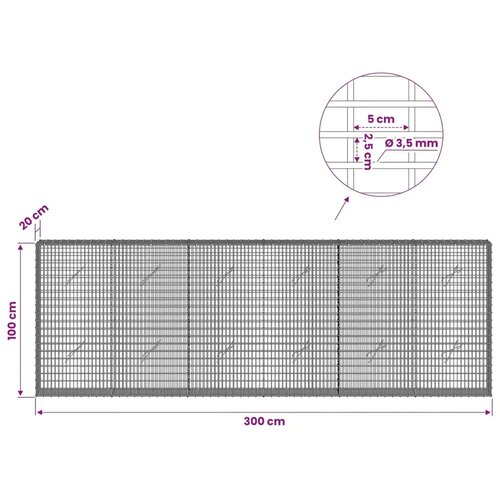  Gabion s žicom debljine 3 5 mm i mrežom 5x2 5 cm 300x20x100 cm - 20 cm 100 cm 300 cm Slike