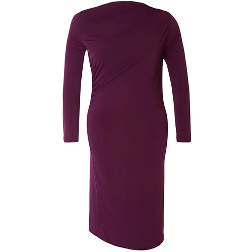 Trendyol Curve Plum Gathered Detailed Knitted Plus Size Dress