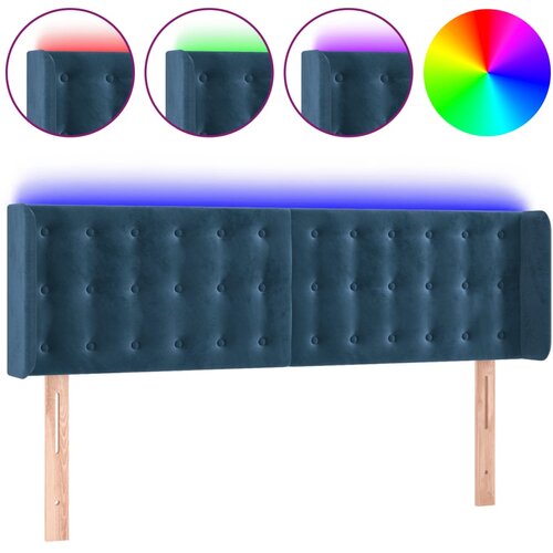 Maison Chic led posteljno vzglavje - vzglavna omarica - nočna omarica temno modro 147x16x78/88 cm žamet, (21711169) Cene