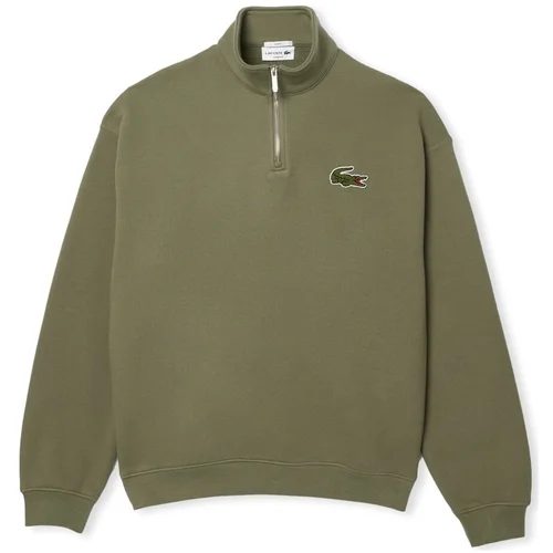 Lacoste Puloverji Loose Fit Zip Neck Sweatshirt - Vert Kaki Zelena