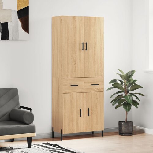 vidaXL Visoka komoda sonoma hrast 69,5x34x180 cm inženirski les Cene