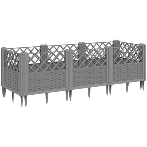 Maison Chic Cvetlično korito - Cvetlični Lonec z zatiči svetlo sivo 123,5x43,5x43,5cm PP, (21788501) Cene