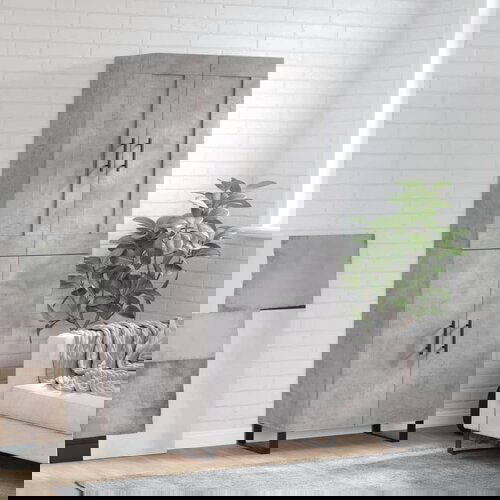 vidaXL Visoka komoda betonsko siva 69,5x34x180 cm inženirski les Cene
