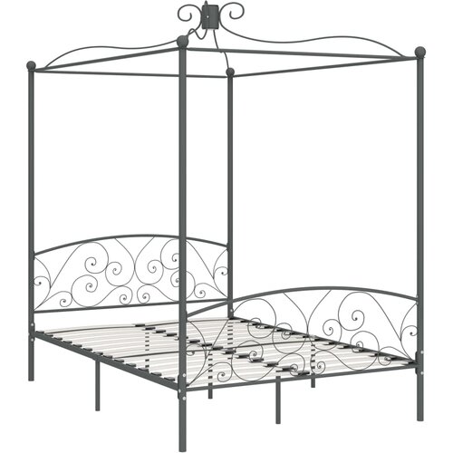 Maison Chic Posteljni okvir - Dvoposteljna postelja - Zakonska postelja z ogrodjem za baldahin siv kovinski 140x200 cm, (21695412) Slike
