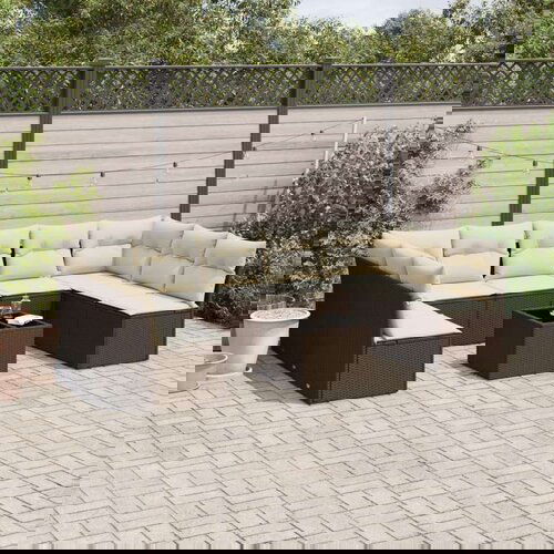  10-dijelni set vrtnih sofa od poliratana s jastucima smeđi Cene