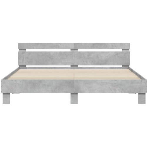 Okvir za krevet s uzglavljem i LED siva boja betona 180x200 cm Slike