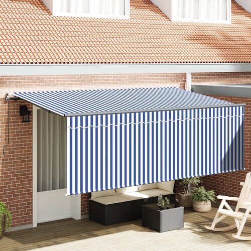 vidaXL Skrovita tenda Plava i bijela Antracitno siva 400 x 200 cm Cene