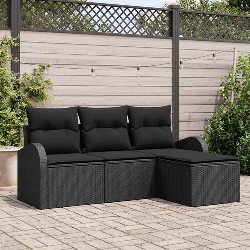  Set sofe s jastukom s pohranom 4 pcs Crna poliratan Cene