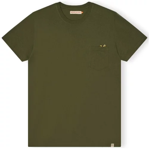 Revolution Majice & Polo majice T-Shirt Regular 1365 SLE - Army Zelena