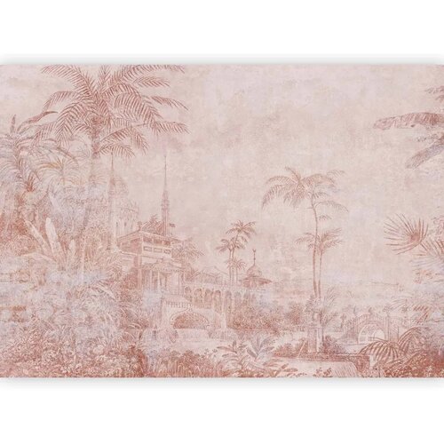  Foto tapeta - Landscape with temple - engraving of Indian architecture with palm trees 350x256 Standard Cene