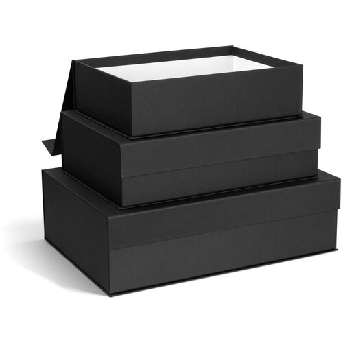 Bigso Temno sive kartonaste škatle za shranjevanje v kompletu 3 ks s pokrovom/dekorativne 42,5x29,5x13 cm Kian Paper Laminate – Cene