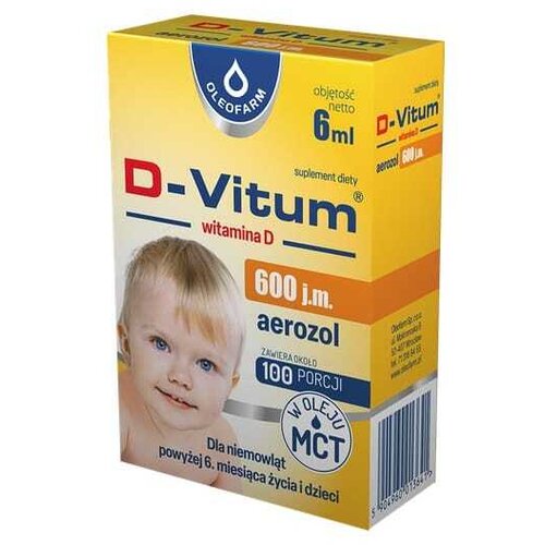 Oleofarm Vitamin D3 600 IE v pr&amp;scaron;ilu za dojenčke in otroke D-Vitum (6 ml) Slike