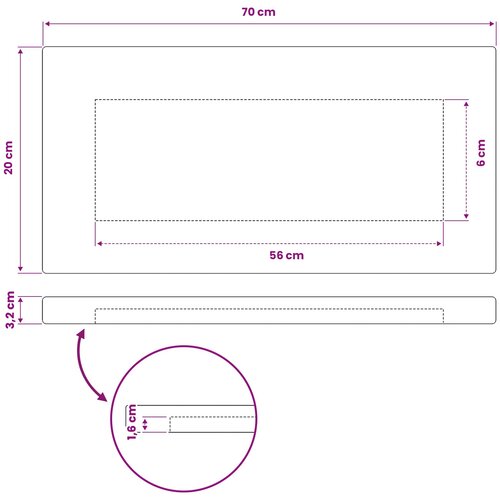  Pravokutni stolni vrh 70 x 20 x 3,2 cm Pravokutni Slike