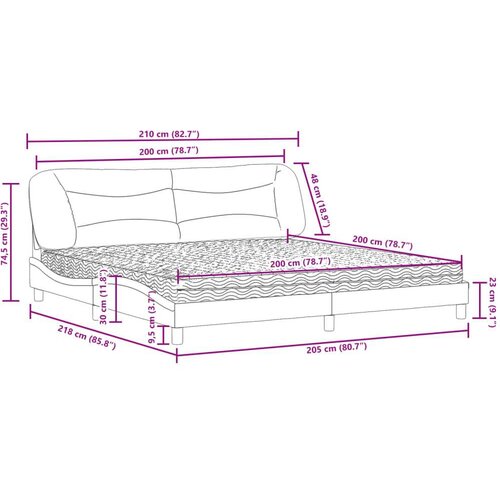 VidaXL Krevet s madracem smeđesivi 200x200 cm od tkanine Slike