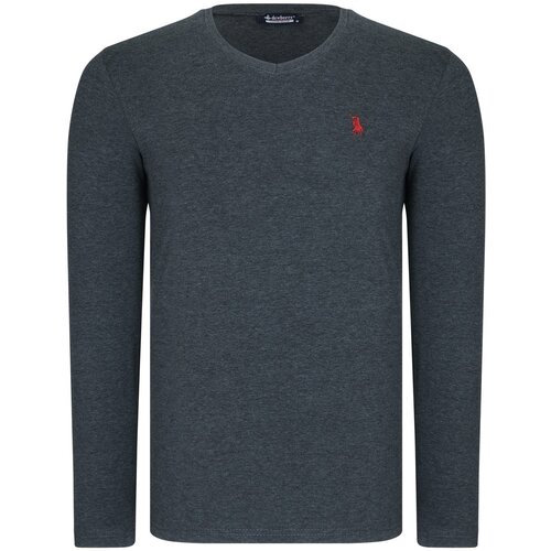 Dewberry DUAL SET T8587 V COLLAR MEN'S SWEATSHIRT-ANTHRACITIS-LACİVERT Cene