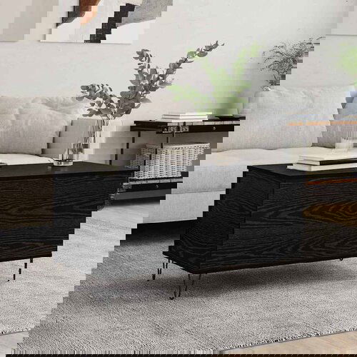 VidaXL Stolić za kavu Crni hrast 90 x 44.5 x 45 cm Konstruirano drvo Slike