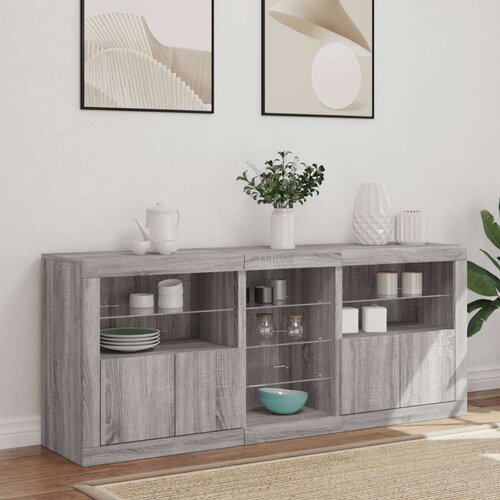  Komoda z LED lučkami siva sonoma 162x37x67 cm Slike