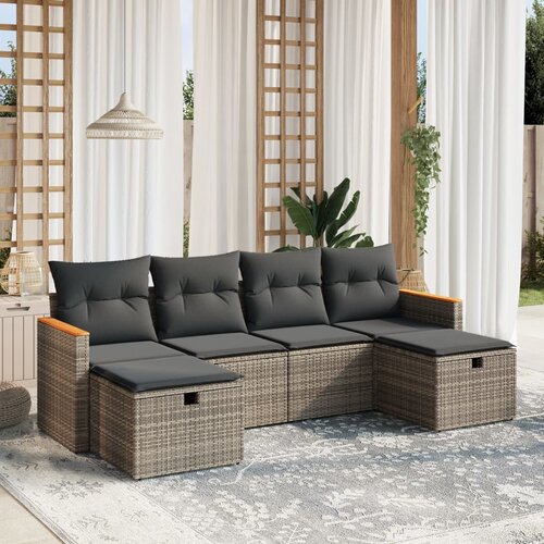 vidaXL 6-dijelni set vrtnih sofa od poliratana s jastucima sivi Cijene