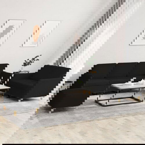 vidaXL Sedežna garnitura z blazinami 3-delna črno blago Cene