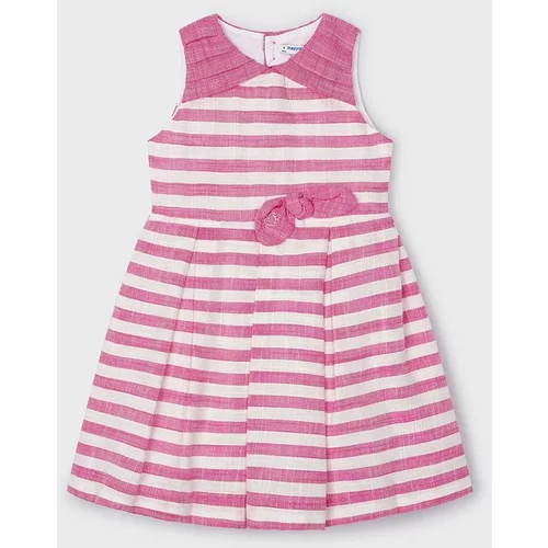 Mayoral Dječja haljina s dodatkom lana boja: ružičasta, mini, širi se prema dolje