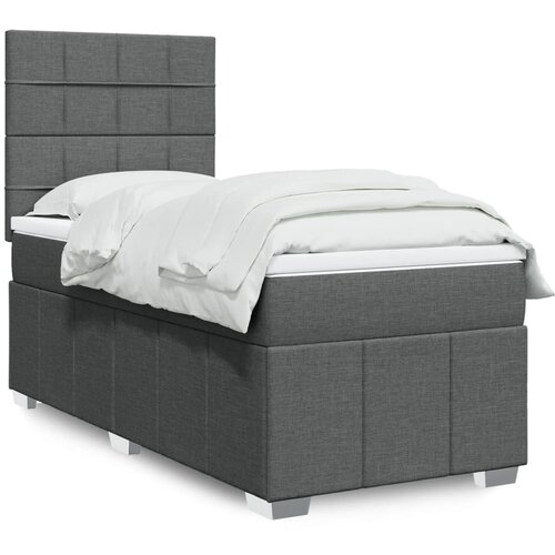 vidaXL Box spring postelja z vzmetnico temno siva 100x200 cm blago Cene