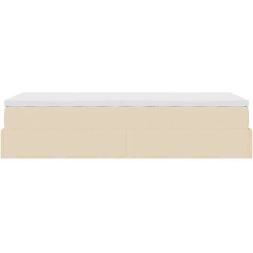 VidaXL Otomanski okvir kreveta s madraca krem 90x190cm od tkanine Slike