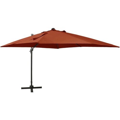  Konzolni suncobran sa stupom i LED svjetlima 300 cm terakota Slike